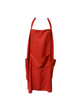 Load image into Gallery viewer, Red Linen Loose Smock Apron with Pockets 42” x 38”