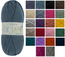 Load image into Gallery viewer, King Cole Big Value Super Chunky Knitting Wool 100g Ball (Various Shades)