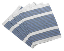 Load image into Gallery viewer, Pack of Cotton Tea Towels with White & Blue Striped Detail (Various Quantities)
