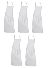 Load image into Gallery viewer, Professional 100% Cotton White Bib Apron - No Pocket (Pack of 1 or 5)