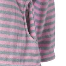 Load image into Gallery viewer, Ladies Fleecy Pyjamas - Long Sleeved Striped Top & Plain Bottoms Pink Small