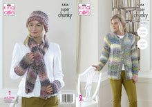 Load image into Gallery viewer, King Cole Super Chunky Knitting Pattern - Ladies Cardigan & Accessories (5456)