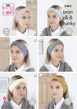 Load image into Gallery viewer, King Cole Aran Chunky & DK Knitting Pattern - Ladies Headbands (5464)
