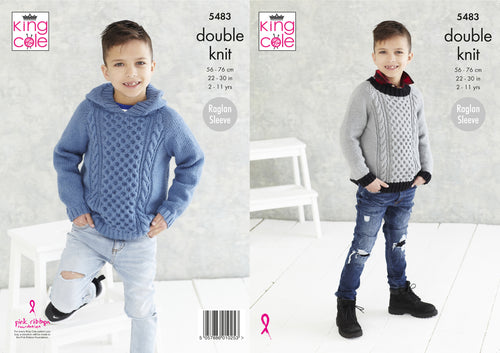 King Cole Double Knitting Pattern - Boys Sweaters (5483)