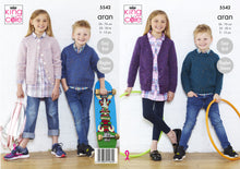 Load image into Gallery viewer, King Cole Aran Knitting Pattern - Childrens Cardigans & Sweaters (5542)