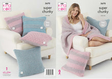 Load image into Gallery viewer, King Cole Super Chunky Knitting Pattern - Throw & Cushion Covers (5670)
