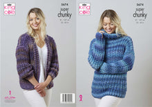 Load image into Gallery viewer, King Cole Super Chunky Knitting Pattern - Ladies Sweater & Cardigan (5674)