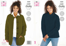 Load image into Gallery viewer, King Cole Super Chunky Knitting Pattern - Ladies Sweater & Jacket (5828)