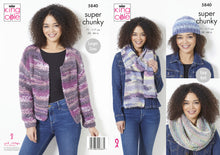 Load image into Gallery viewer, King Cole Super Chunky Knitting Pattern - Ladies Jacket & Accessories (5840)