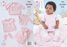 Load image into Gallery viewer, King Cole DK Knitting Pattern - Baby Dress Cardigan Blanket & Bootees (5856)