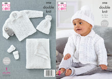 Load image into Gallery viewer, King Cole DK Knitting Pattern - Baby Jacket Hat Mitts & Blanket (5928)