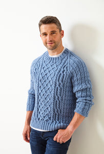King Cole Aran Knitting Pattern - Mens Sweaters (5951)
