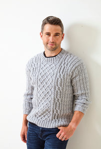 King Cole Aran Knitting Pattern - Mens Sweaters (5951)