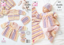 Load image into Gallery viewer, King Cole DK Knitting Pattern - Baby Cardigan Matinee Coat & Blanket (6029)