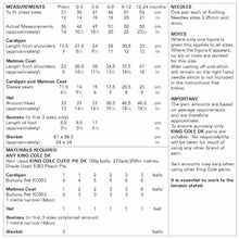 Load image into Gallery viewer, King Cole DK Knitting Pattern - Baby Cardigan Matinee Coat & Blanket (6029)