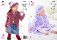 King Cole Babies Double Knit Knitting Pattern - Cardigan, Hat & Blanket 6102