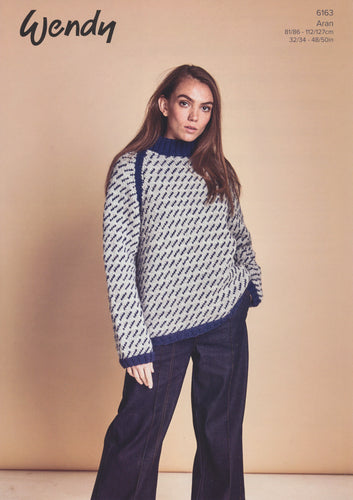 Wendy Aran Knitting Pattern - Unisex Fairisle Sweater (6163)