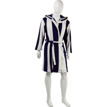Load image into Gallery viewer, https://images.esellerpro.com/2278/I/101/535/HC01300-ladies-unisex-knee-length-striped-robe-blue-white-1.jpg
