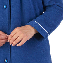 Load image into Gallery viewer, https://images.esellerpro.com/2278/I/164/991/HC2326-slenderella-ladies-boucle-fleece-button-dressing-gown-navy-close-up-2.jpg