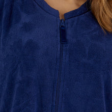 Load image into Gallery viewer, https://images.esellerpro.com/2278/I/177/211/HC3306-slenderella-ladies-womens-floral-embossed-zip-robe-navy-close-up-1.jpg