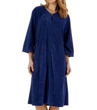 Load image into Gallery viewer, https://images.esellerpro.com/2278/I/177/211/HC3306-slenderella-ladies-womens-floral-embossed-zip-robe-navy.jpg