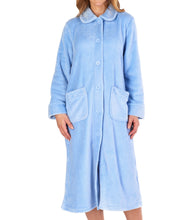 Load image into Gallery viewer, https://images.esellerpro.com/2278/I/182/469/HC4301-slenderella-ladies-button-up-robe-dressing-gown-house-coat-blue.jpg