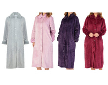 Load image into Gallery viewer, https://images.esellerpro.com/2278/I/183/994/HC4336-slenderella-ladies-faux-fur-collar-button-up-robe-housecoat-dressing-gown-group-image.jpg