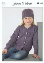 Load image into Gallery viewer, James Brett Double Knitting Pattern - JB182 Long Sleeved Cardigan &amp; Hat
