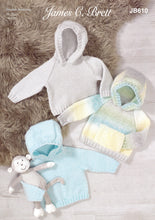 Load image into Gallery viewer, James Brett Double Knitting Pattern - Baby Hoodies (JB610)