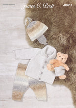 Load image into Gallery viewer, James Brett Double Knitting Pattern - Baby Jacket Trousers & Helmet (JB611)