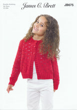 Load image into Gallery viewer, James Brett Double Knit Knitting Pattern - Girl's Cardigan (JB675)
