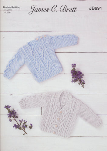 James Brett Double Knitting Pattern - Baby Cardigan & Sweater (JB691)