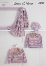Load image into Gallery viewer, James Brett DK Knitting Pattern - Baby Cardigan Sweater & Blanket (JB746)