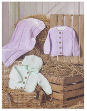 Load image into Gallery viewer, James Brett Aran Knitting Pattern - Baby Cardigans & Blanket (JB784)