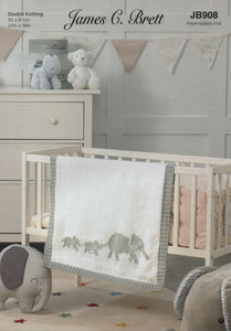 James Brett Babies Double Knit Pattern Elephant Blanket (JB908)