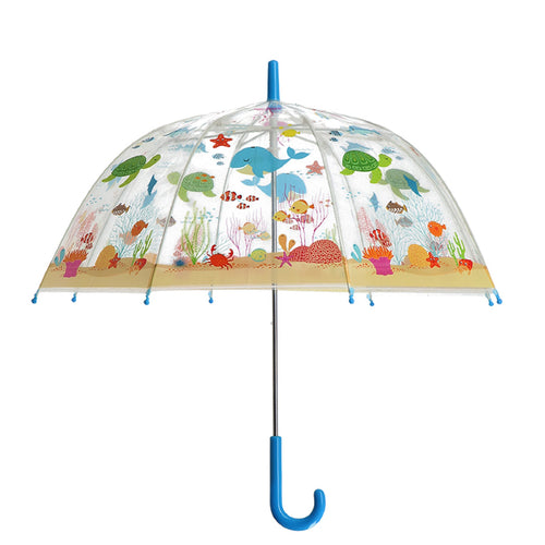 Fallen Fruits Kids Transparent Umbrella with Multi-Coloured Sealife Characters