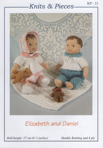 Knits & Pieces Double Knit Knitting Pattern Elizabeth & Daniel Dolls (KP-21)