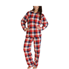 Load image into Gallery viewer, https://images.esellerpro.com/2278/I/108/441/PJ02327-slenderella-ladies-checked-pyjamas-red-eyes-removed.jpg