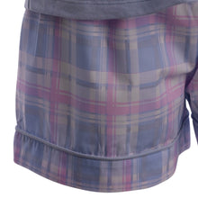 Load image into Gallery viewer, Slenderella Ladies Tartan Pyjamas - Jersey Top & Checked Shorts Blue - UK 20/22