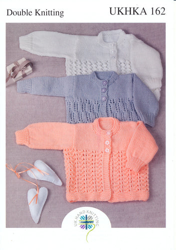 Double Knitting Pattern for Baby's Lacy Cardigans (UKHKA 162)