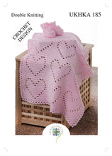 Load image into Gallery viewer, Double Knit Crochet Pattern for Heart Blanket & Bootees (UKHKA 185)
