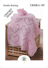 Load image into Gallery viewer, Double Knit Crochet Pattern for Heart Blanket & Bootees (UKHKA 185)
