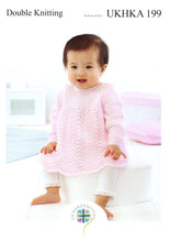 Load image into Gallery viewer, UKHKA 199 Double Knitting Pattern - Baby Lace Jacket & Dress