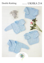Load image into Gallery viewer, UKHKA 214 Double Knit Knitting Pattern - Baby Sweaters & Cardigans