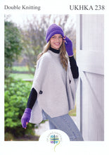 Load image into Gallery viewer, UKHKA 238 Double Knit Knitting Pattern - Ladies Poncho & Accessories