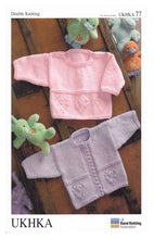 Load image into Gallery viewer, Double Knitting Pattern - UKHKA 77 Baby Cardigan &amp; Jumper