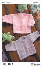 Load image into Gallery viewer, Double Knitting Pattern - UKHKA 77 Baby Cardigan & Jumper