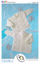 Load image into Gallery viewer, Double Knitting Pattern - UKHKA 15 Baby Cardigan & Sweater