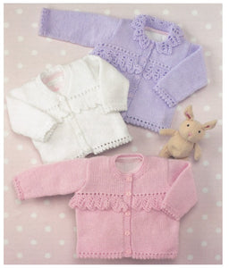 Baby Double Knitting Pattern - UKHKA 58 Cardigans
