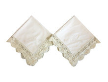 Load image into Gallery viewer, Vintage Cluny Lace Pair of Napkins - 18" Square (Ecru)
